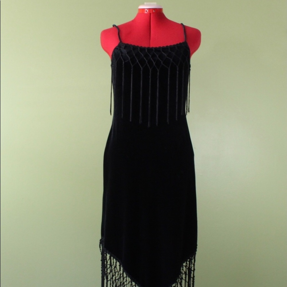 Vintage Black Velvet Evening Dress